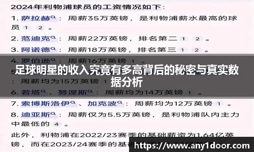 足球明星的收入究竟有多高背后的秘密与真实数据分析